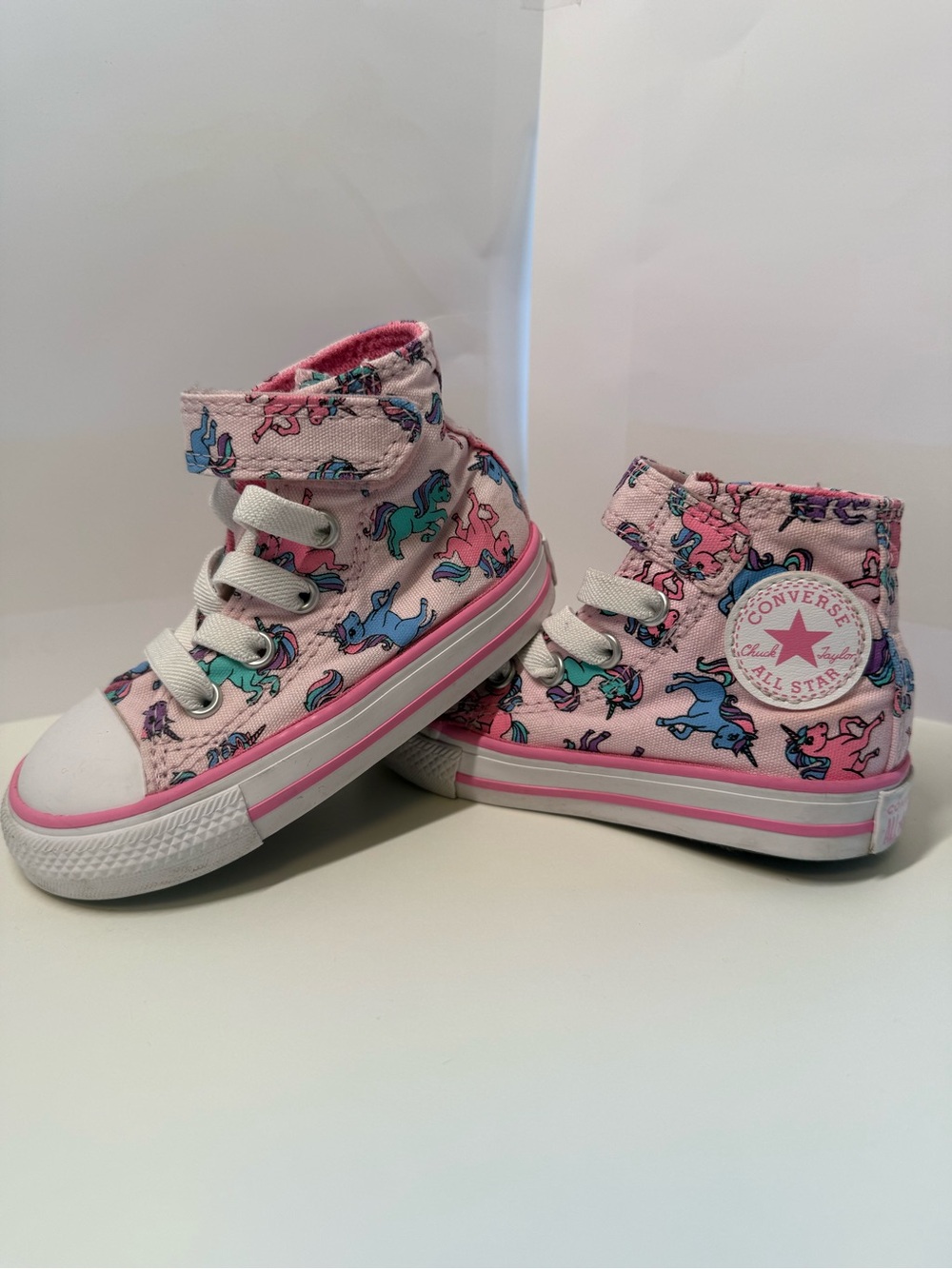 Converse Chuck Taylor Unicorn High Tops Toddler Size 5 Pink Velcro Sneakers VGUC